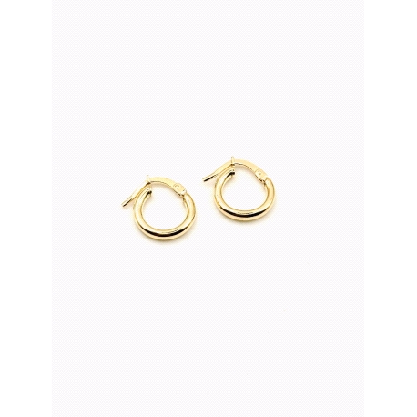 PENDIENTE PLATA TUBO 2MM 0,8CM BAÑO ORO                                                             