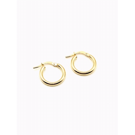 PENDIENTE PLATA TUBO 2MM 1CM BAÑO ORO                                                               