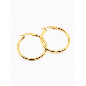 PENDIENTE PLATA TUBO 2MM 2,5CM BAÑO ORO                                                             