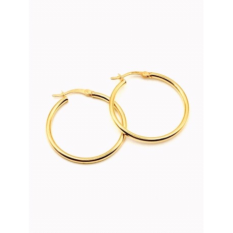 PENDIENTE PLATA TUBO 2MM 2,5CM BAÑO ORO                                                             