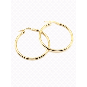 PENDIENTE PLATA TUBO 2MM 3 CM BAÑO ORO                                                              