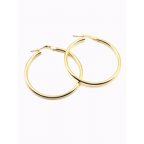 PENDIENTE PLATA TUBO 2MM 3 CM BAÑO ORO                                                              