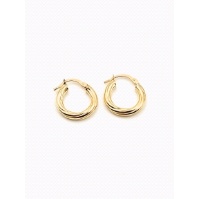 PENDIENTE PLATA RIZADO 3MM 1CM BAÑO ORO                                                             