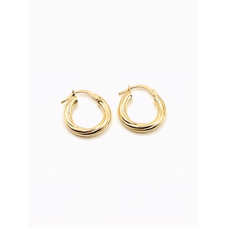 PENDIENTE PLATA RIZADO 3MM 1CM BAÑO ORO                                                             