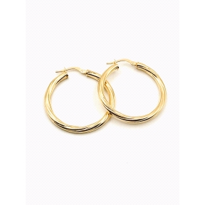 PENDIENTE PLATA RIZADO 3MM 2,5CM BAÑO OR                                                            