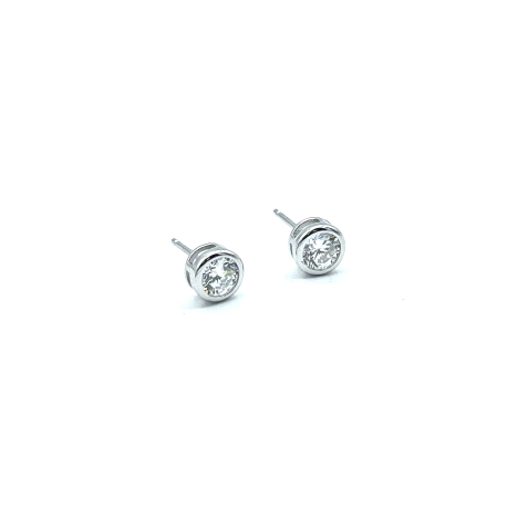 PENDIENTE PLATA CHATON 5 MM
