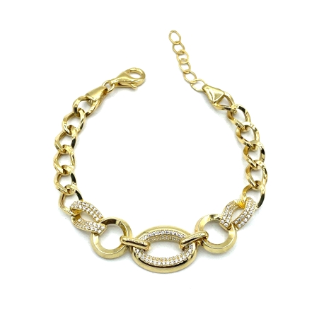 PULSERAS PLATA CIRCONITAS ESLABON