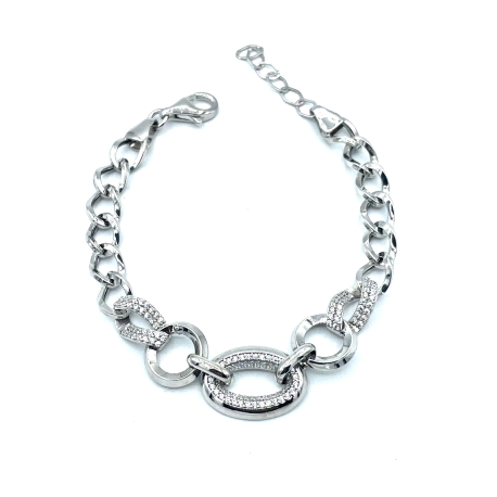 PULSERAS PLATA CIRCONITAS ESLABON