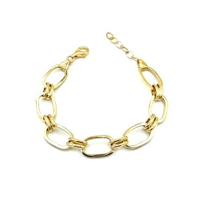 PULSERAS PLATA LISA ESLABON BAÑO ORO