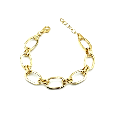 PULSERAS PLATA LISA ESLABON BAÑO ORO