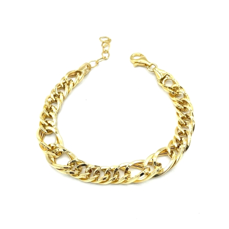 PULSERAS PLATA LISA ESLABON BAÑO ORO