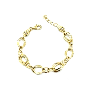 PULSERAS PLATA LISA ESLABON BAÑO ORO