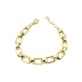 PULSERAS PLATA LISA ESLABON BAÑO ORO