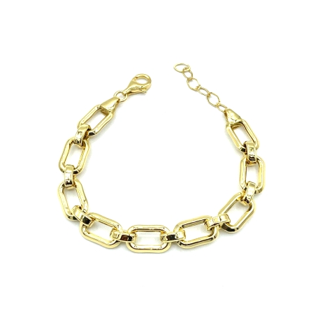 PULSERAS PLATA LISA ESLABON BAÑO ORO