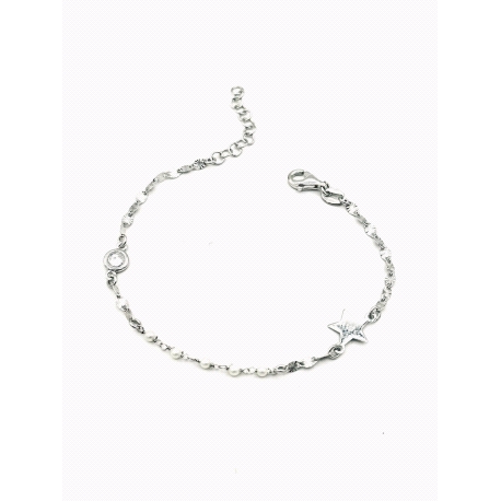 PULSERAS PLATA PERLITAS CHATON                                                                      