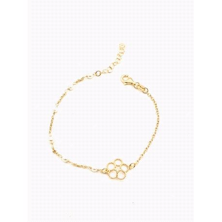 PULSERAS PLATA PERLITAS BAÑO ORO                                                                    