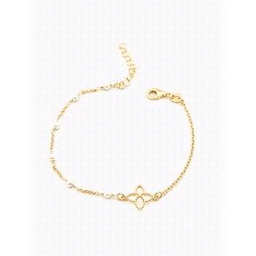 PULSERAS PLATA PERLITAS BAÑO ORO                                                                    