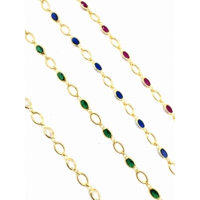 PULSERAS PLATA PIEDRA COLOR BAÑO ORO                                                                