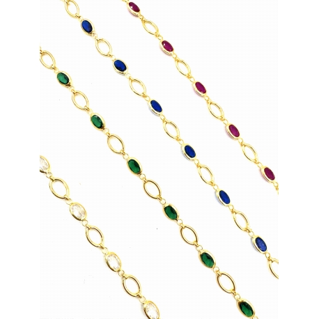 PULSERAS PLATA PIEDRA COLOR BAÑO ORO                                                                