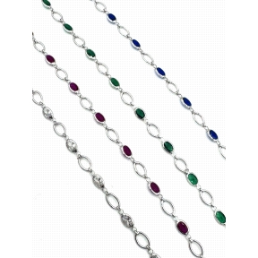 PULSERAS PLATA PIEDRA COLOR                                                                         