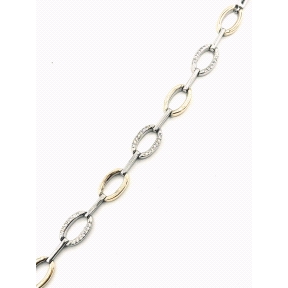 PULSERAS PLATA CIRCONITAS BICOLOR                                                                   