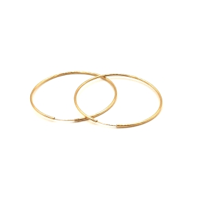PENDIENTE PLATA ARO LISO 5 CM BAÑO ORO                                                              