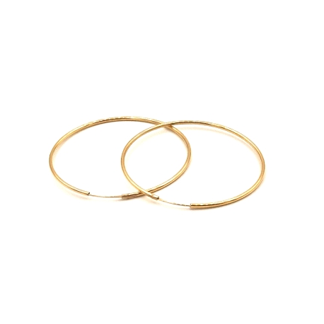 PENDIENTE PLATA ARO LISO 5 CM BAÑO ORO                                                              