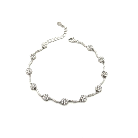 PULSERAS PLATA CIRCONITAS ROSETONES                                                                 