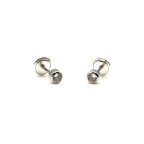 PENDIENTE PLATA CHATON REDONDO 3MM RH                                                               