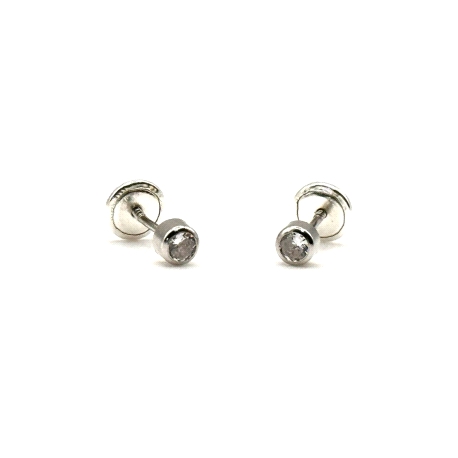 PENDIENTE PLATA CHATON REDONDO 3MM RH                                                               