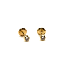 PENDIENTE PLATA CHATON 3M BAÑO ORO                                                                  