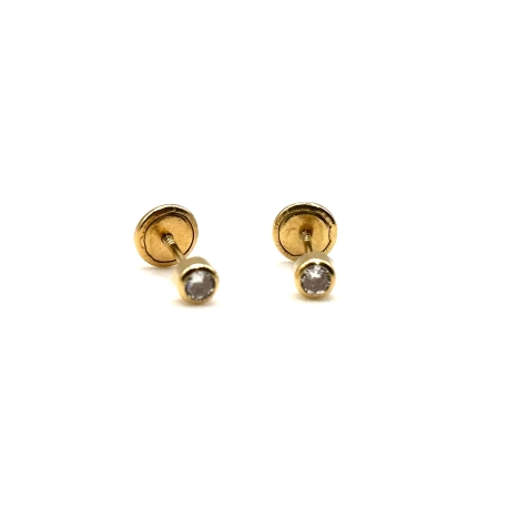 PENDIENTE PLATA CHATON 3M BAÑO ORO                                                                  