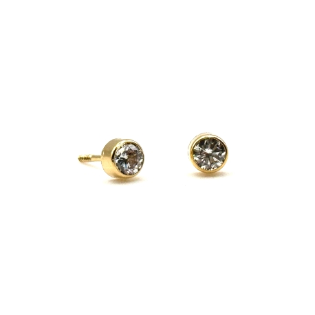 PENDIENTE PLATA CHATON 4M BAÑO ORO                                                                  