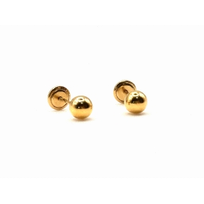 PENDIENTE PLATA BOLA 5 MM BAÑO ORO                                                                  