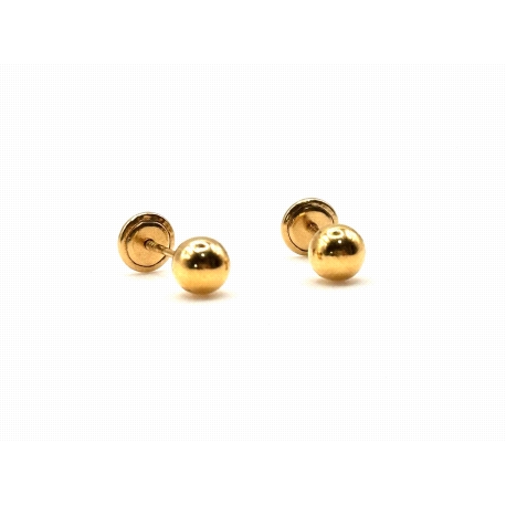 PENDIENTE PLATA BOLA 5 MM BAÑO ORO                                                                  