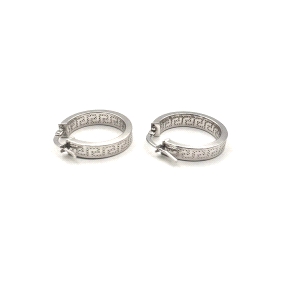 PENDIENTE PLATA ARO 4X2 GRECA RODIO                                                                 