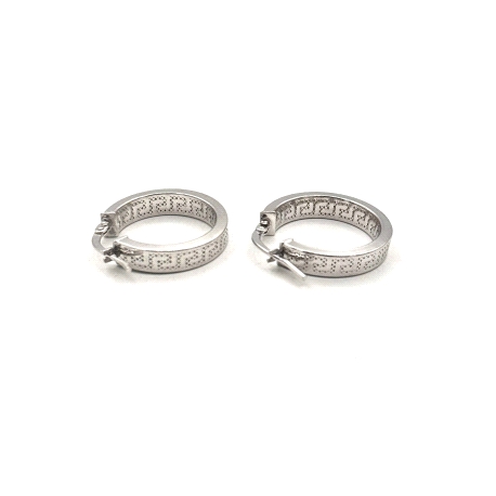 PENDIENTE PLATA ARO 4X2 GRECA RODIO                                                                 