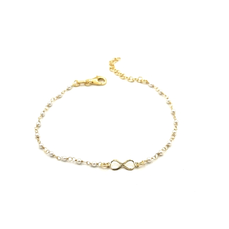 PULSERAS PLATA PERLITAS BAÑO ORO                                                                    
