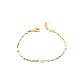PULSERAS PLATA PERLAS BAÑO ORO                                                                      