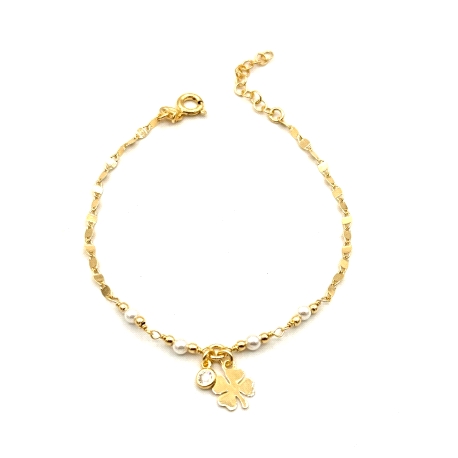 PULSERAS PLATA PERLAS CIRCONITA BAÑO ORO                                                            