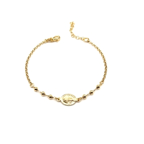 PULSERAS PLATA LISA MILAGROSA BAÑO ORO                                                              