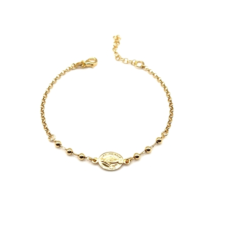 PULSERAS PLATA LISA MILAGROSA BAÑO ORO                                                              