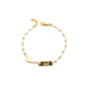 PULSERAS PLATA PERLAS MILAGROSA BAÑO ORO                                                            