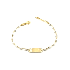 PULSERAS PLATA PERLITAS BAÑO ORO                                                                    