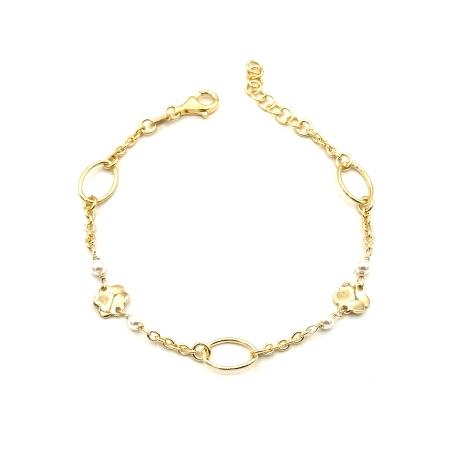 PULSERAS PLATA PERLAS BAÑO ORO                                                                      