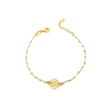 PULSERAS PLATA PERLITAS BAÑO ORO                                                                    