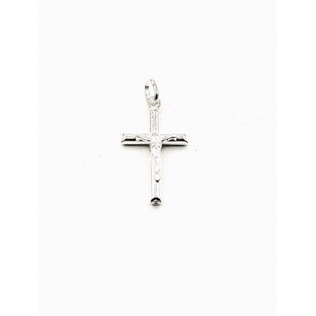 CRUZ PLATA TUBO CRISTO 3 X 2 CM                                                                     