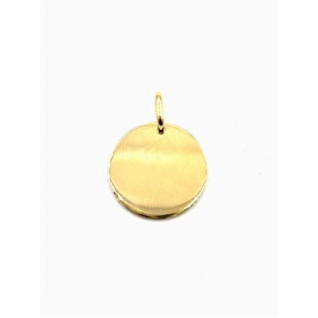 COLGANTE PLATA DISCO 18 MM BAÑO ORO                                                                 