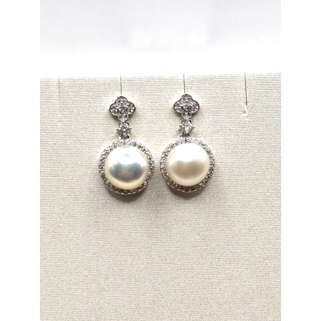 PENDIENTE PLATA PERLA CIRCONITAS                                                                    