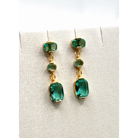 PENDIENTE PLATA PIEDRAS COLOR BAÑO ORO                                                              